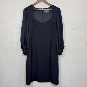 Donna‎ Ricco Dress 6 Shift Sheer Chiffon Balloon Sleeve Minimalist Elegant Siren